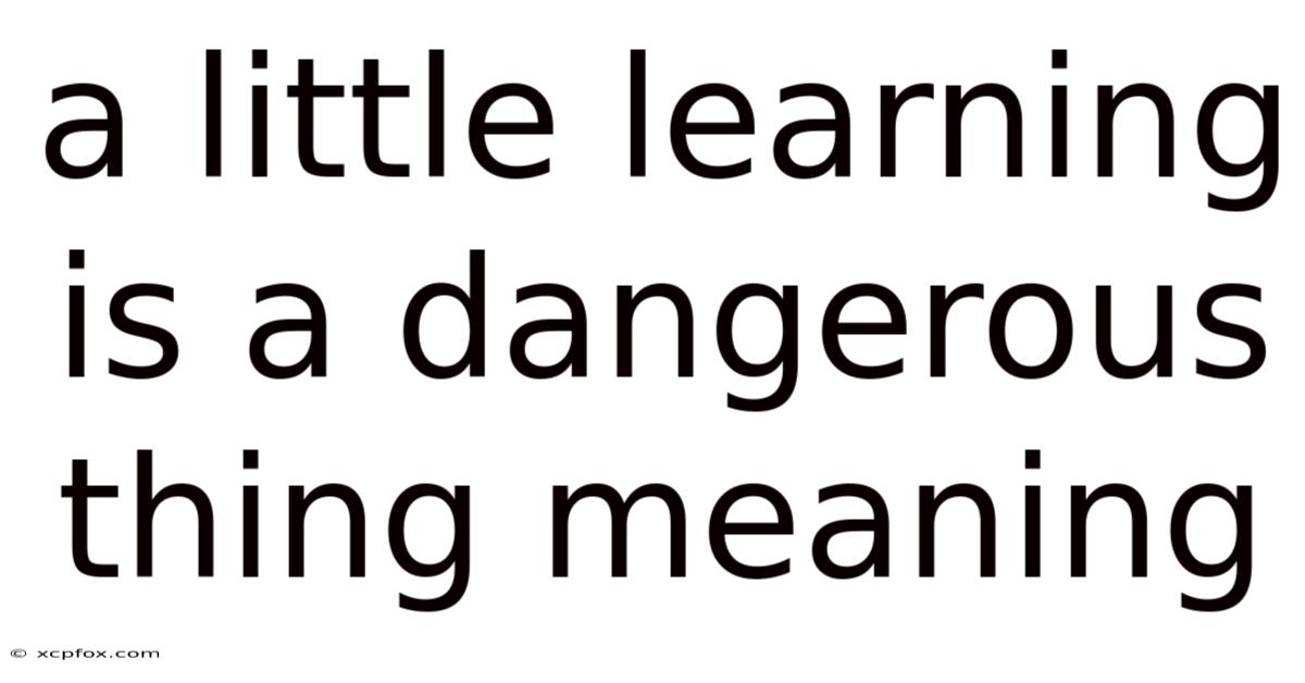 A Little Learning Is A Dangerous Thing Meaning