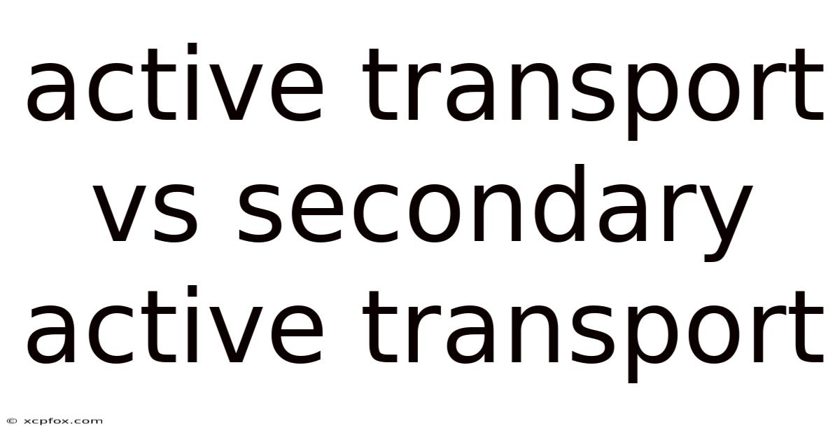 Active Transport Vs Secondary Active Transport