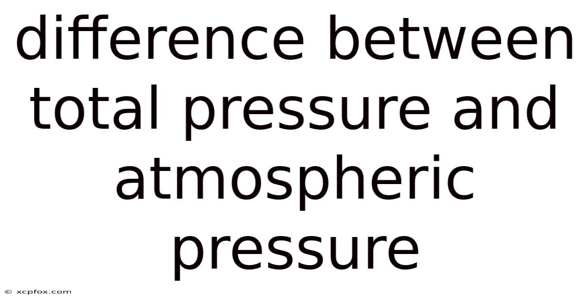 Difference Between Total Pressure And Atmospheric Pressure