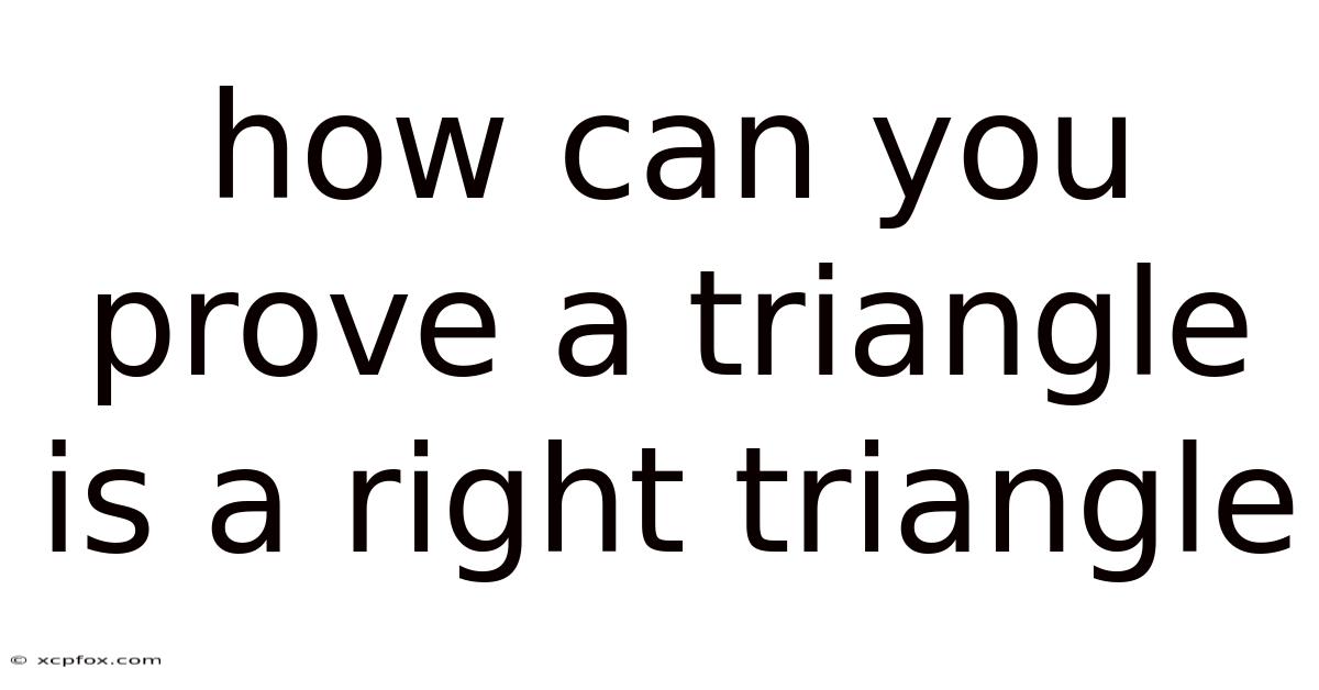 How Can You Prove A Triangle Is A Right Triangle
