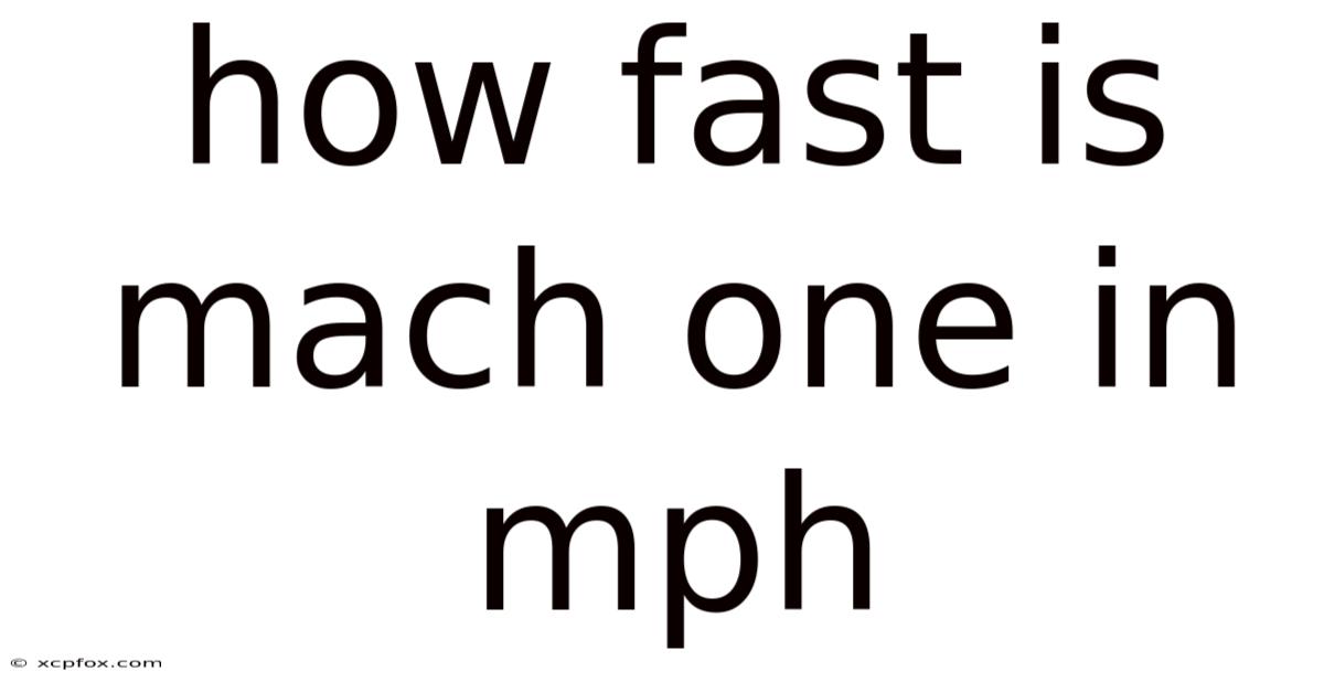 How Fast Is Mach One In Mph
