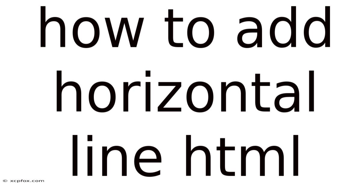 How To Add Horizontal Line Html