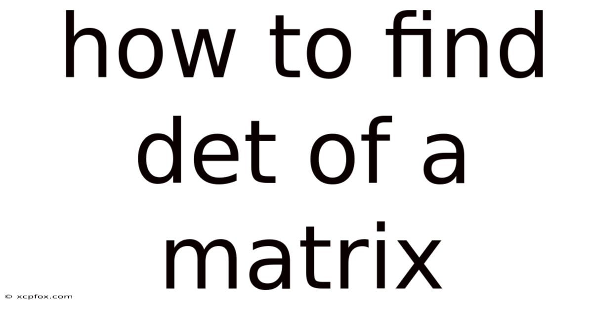How To Find Det Of A Matrix