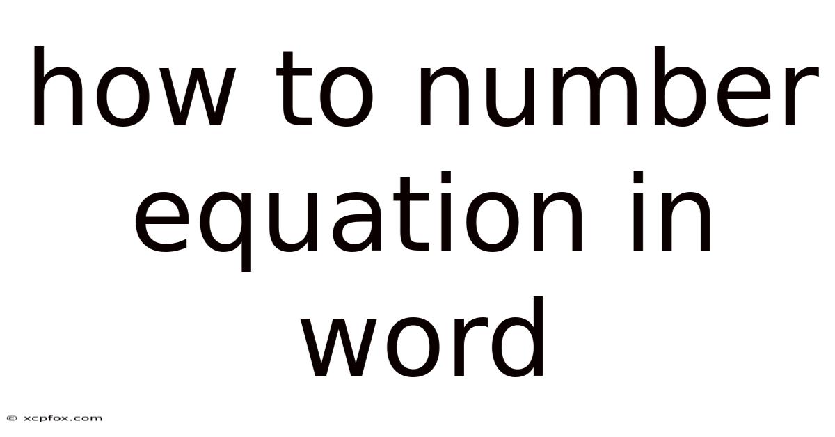 How To Number Equation In Word