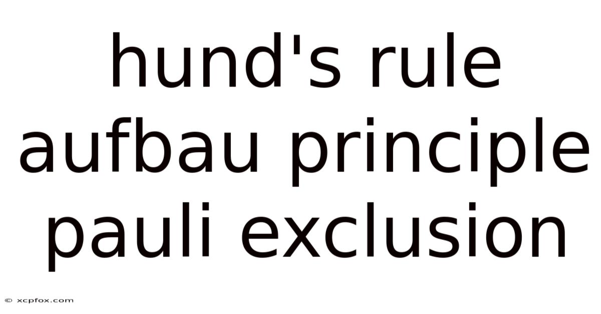 Hund's Rule Aufbau Principle Pauli Exclusion