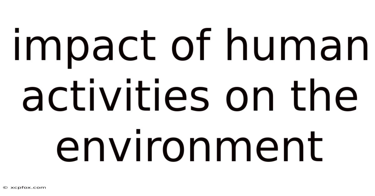 Impact Of Human Activities On The Environment