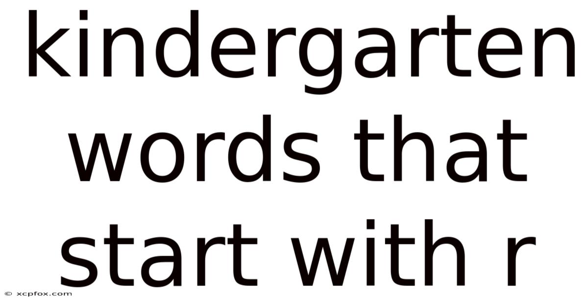 Kindergarten Words That Start With R