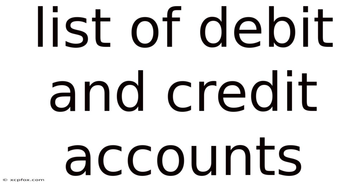 List Of Debit And Credit Accounts