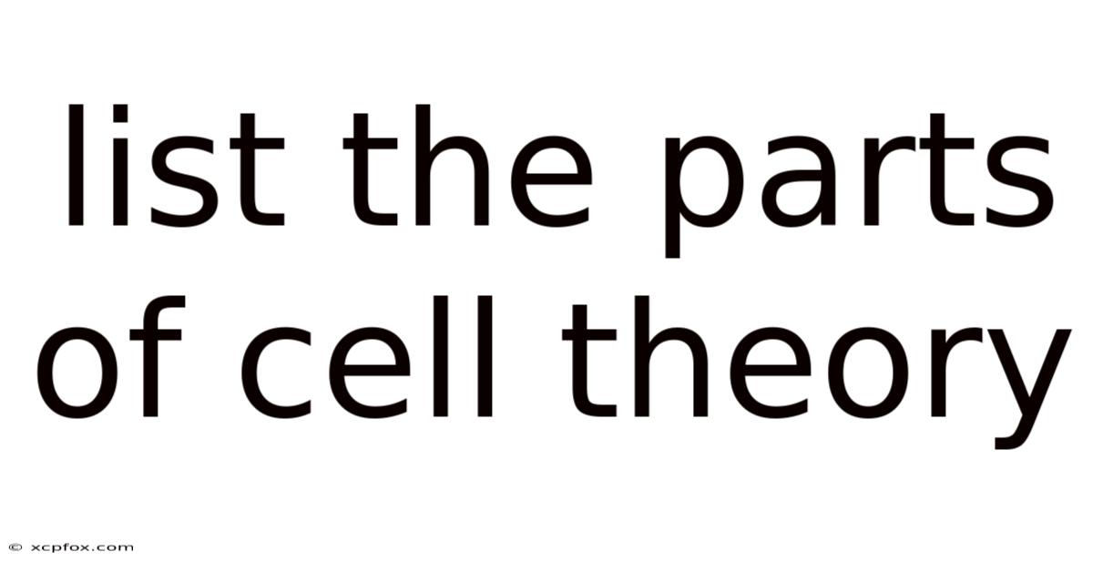 List The Parts Of Cell Theory