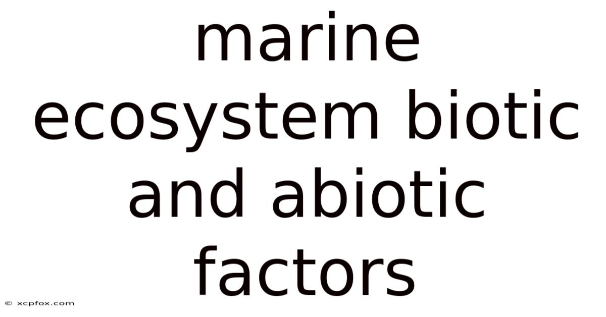 Marine Ecosystem Biotic And Abiotic Factors
