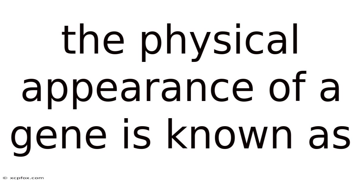 The Physical Appearance Of A Gene Is Known As