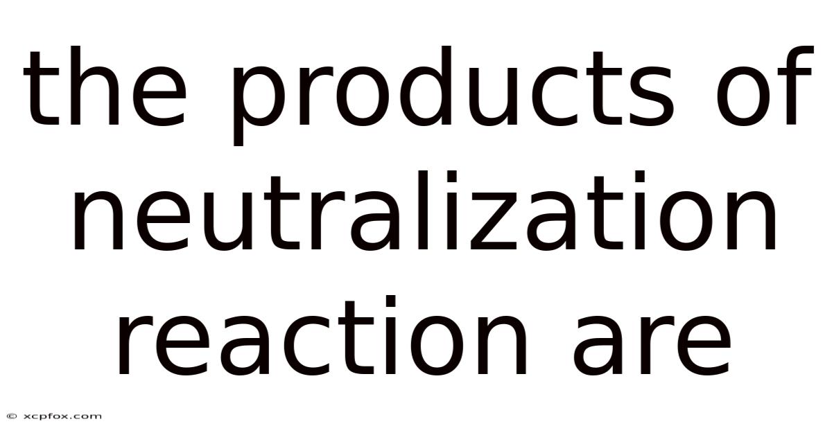 The Products Of Neutralization Reaction Are