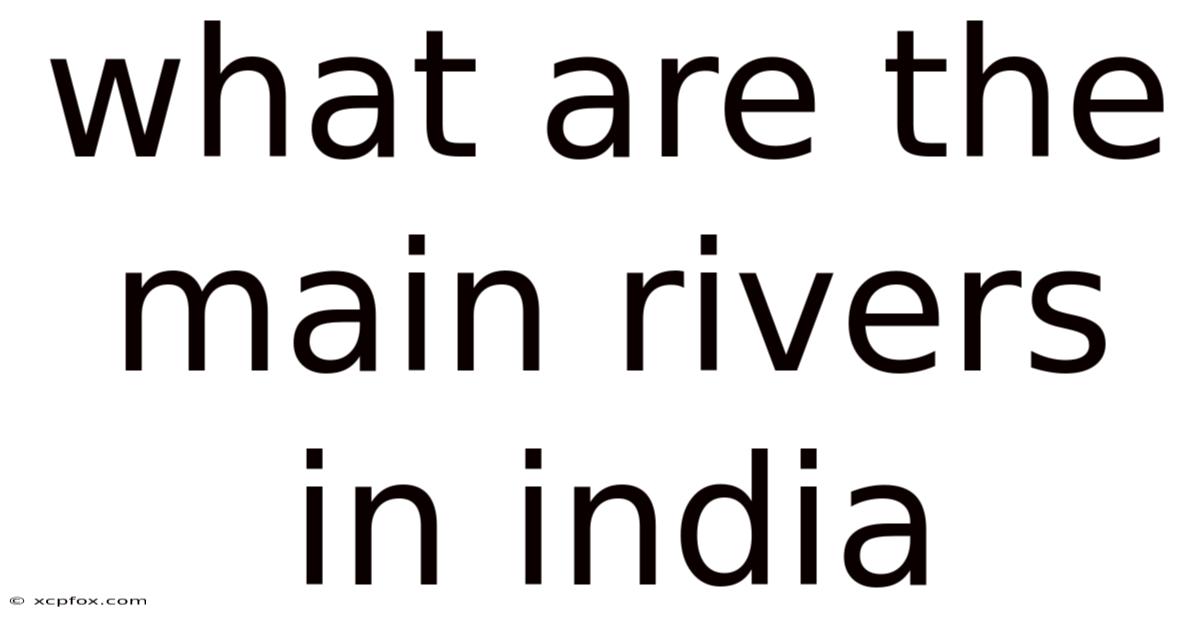What Are The Main Rivers In India