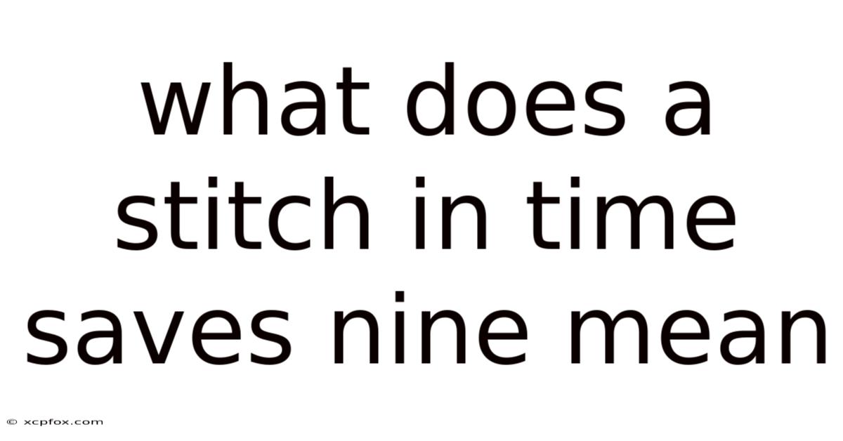 What Does A Stitch In Time Saves Nine Mean