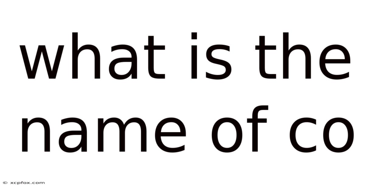 What Is The Name Of Co