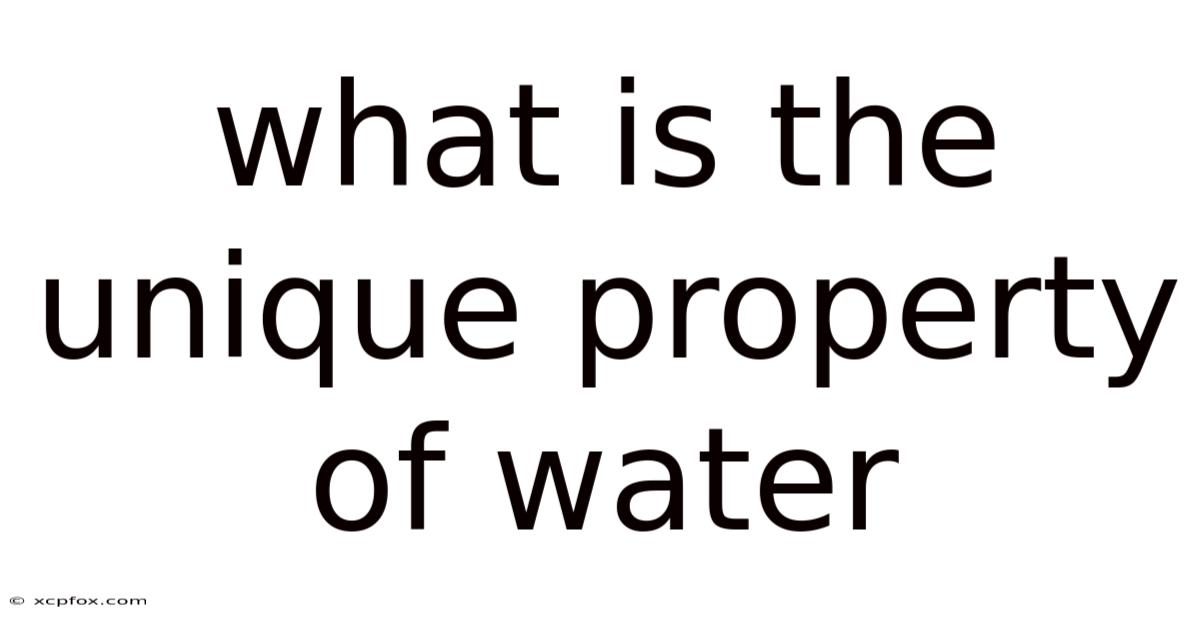 What Is The Unique Property Of Water