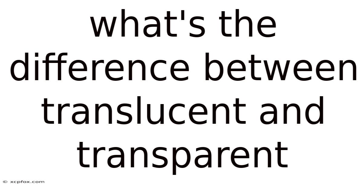 What's The Difference Between Translucent And Transparent