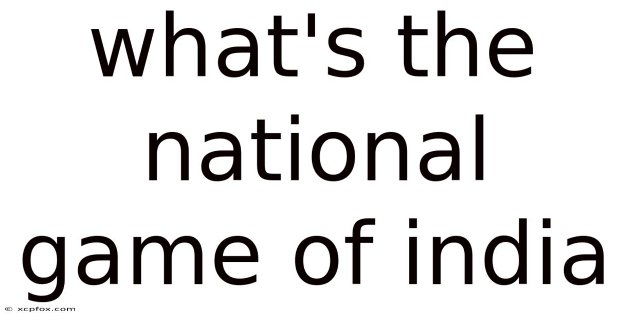 What's The National Game Of India