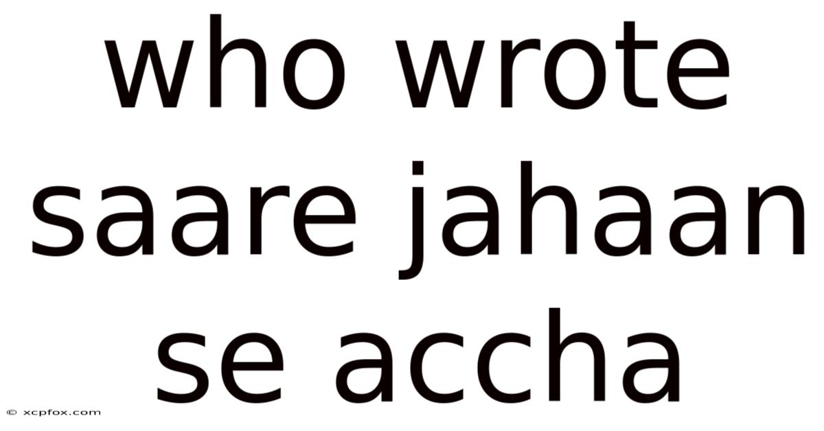 Who Wrote Saare Jahaan Se Accha